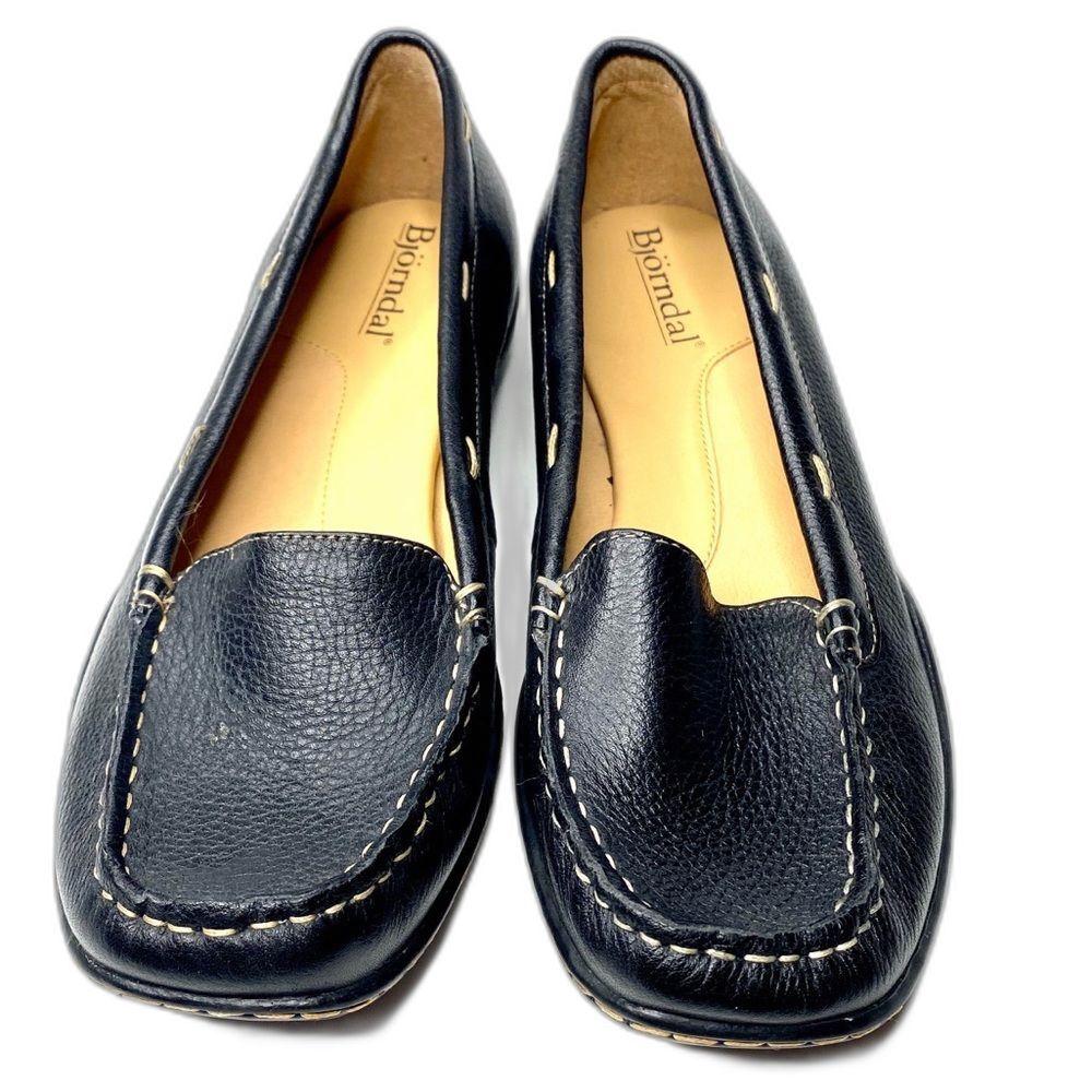 Bjorndal Blythe Loafers 8M Black Leather Slip On Comfort Casual Shoes